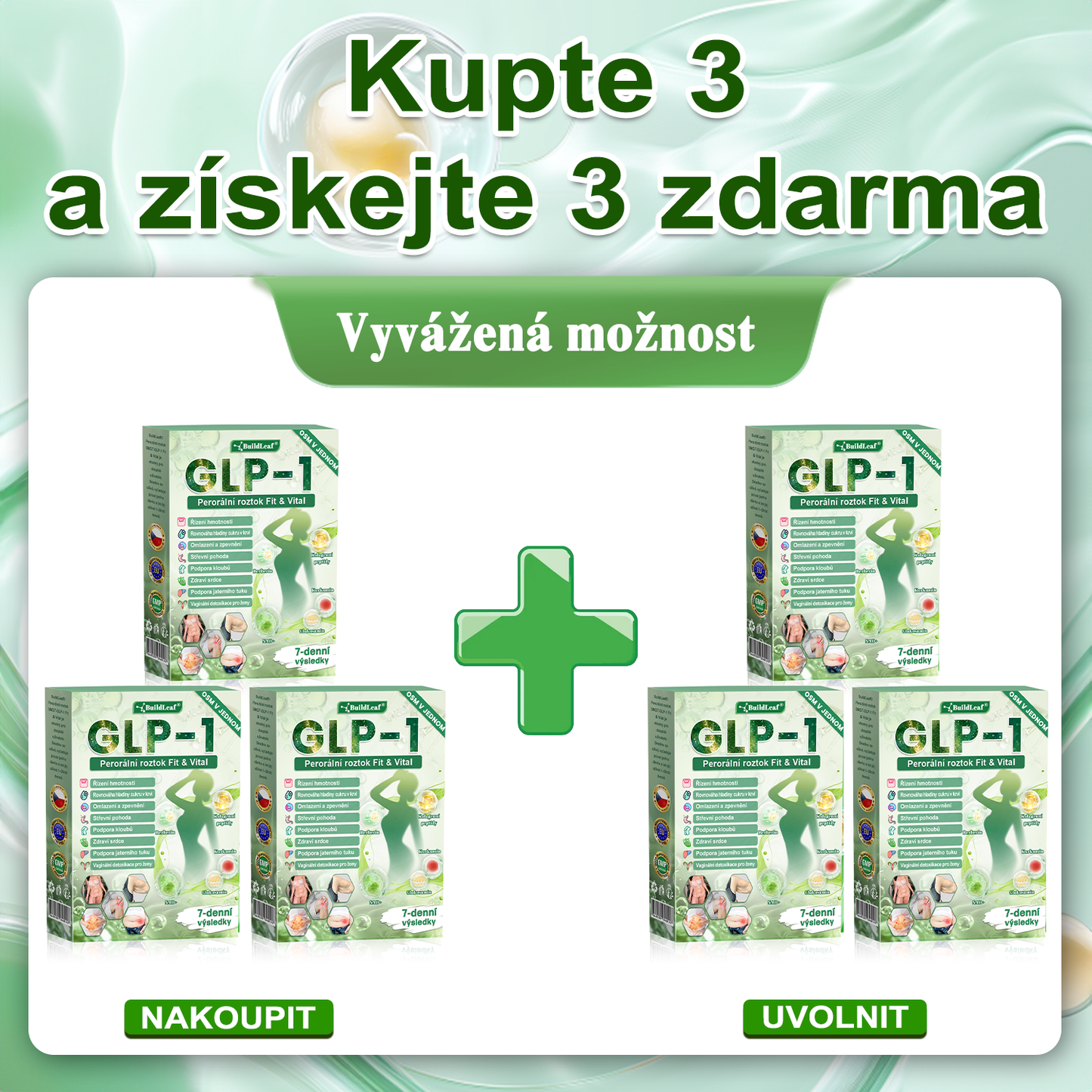 Oficiální obchod ČR | BuildLeaf® GLP-1 8-v-1 Fit & Vital Řešení (Jednou denně, viditelné změny za 7 dní) ✅ Obezita, kardiovaskulární zdraví, cukrovka, spánková apnoe, zdraví střev, problémy se klouby a další.